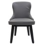 6er-Set: Dunkelgrau-hellgrauer Polsterstuhl M60 mit Ziernähten und dunklem Holzgestell.