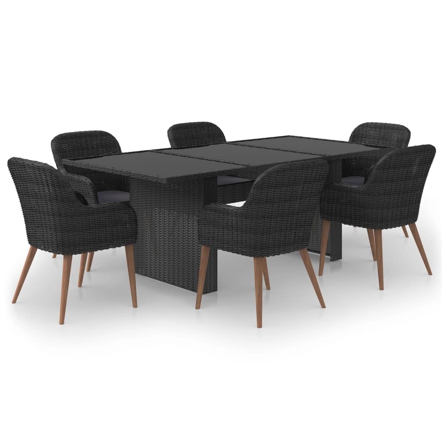 vidaXL 7-Tlg Garten-Essgruppe Poly Rattan Schwarz 3059482