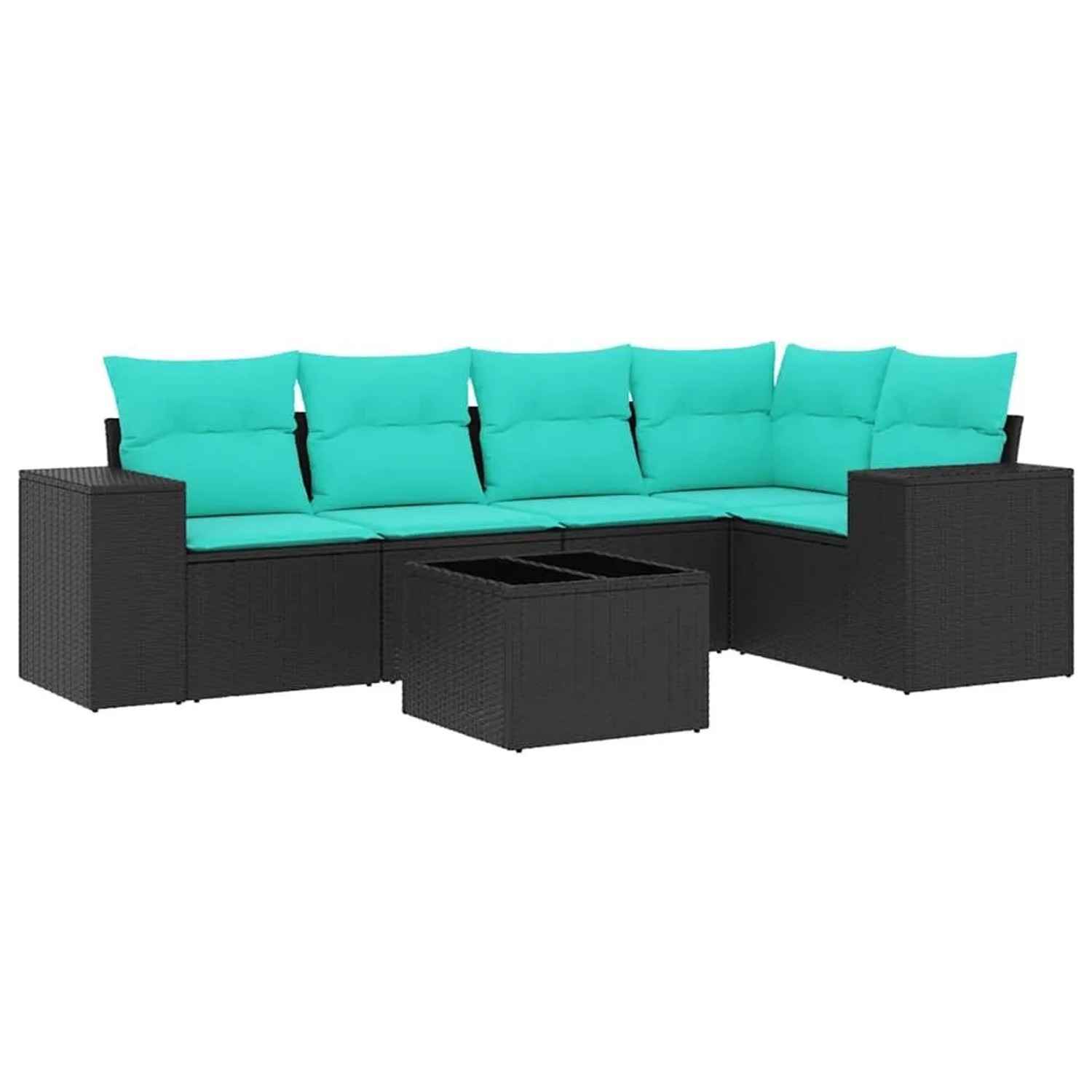 vidaXL 6-Tlg Gartensofa-Set mit Kissen Schwarzes Polyrattan 3222536 günstig online kaufen