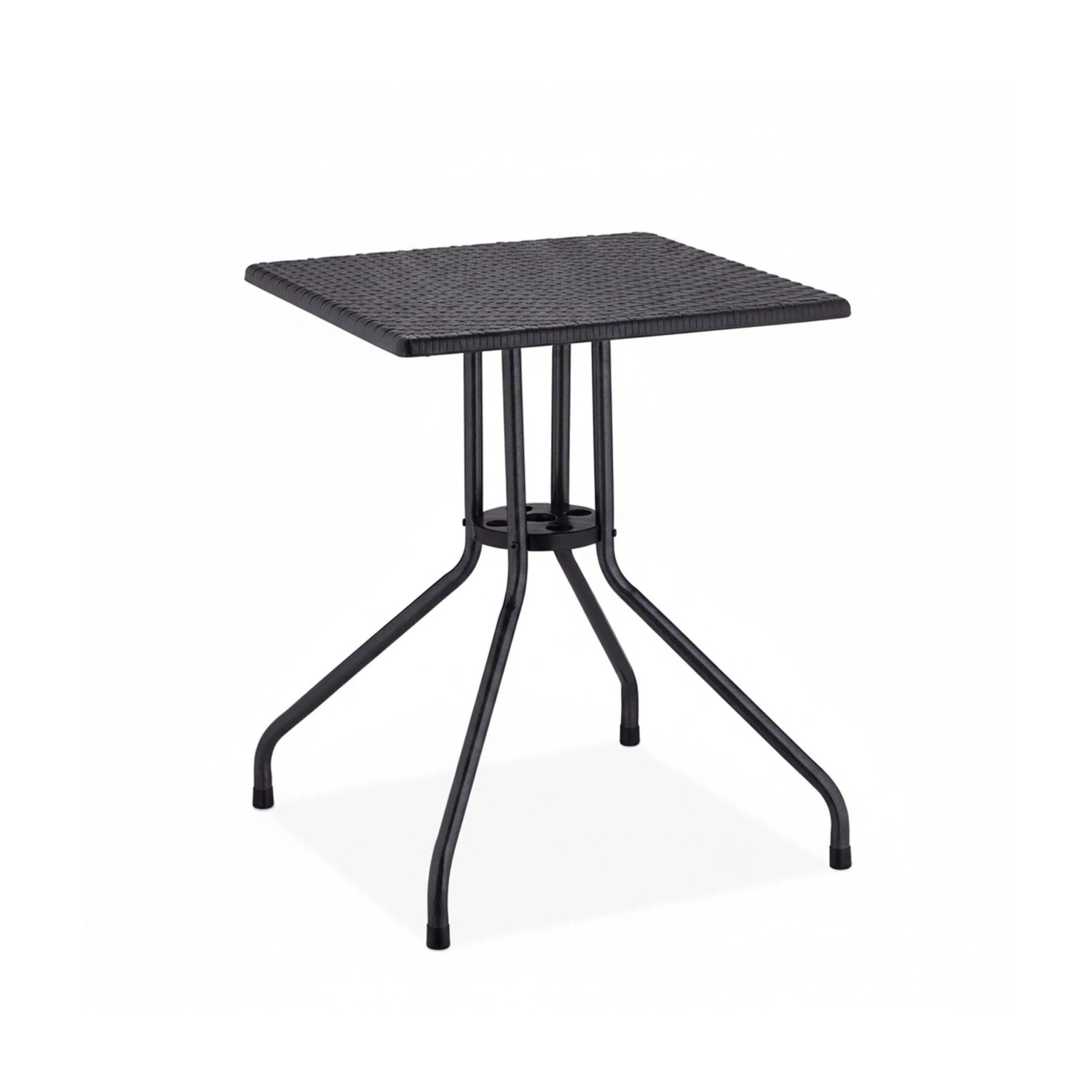 Relaxdays Gartentisch HDPE Stahl Schwarz Rattan-Optik 75 cm x 61 cm x 61 cm