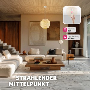 Tectake Deckenleuchte Lignea Lux Aus Bambus Boho Stil Geflochtene Struktur In Korboptik  40 W  40 x 40 x 39 cm Braun