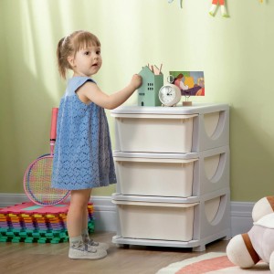 HOMCOM Schubladenschrank für Kinder mit 3 Schubladen und Aufbewahrungsboxen im Kinderzimmer.
