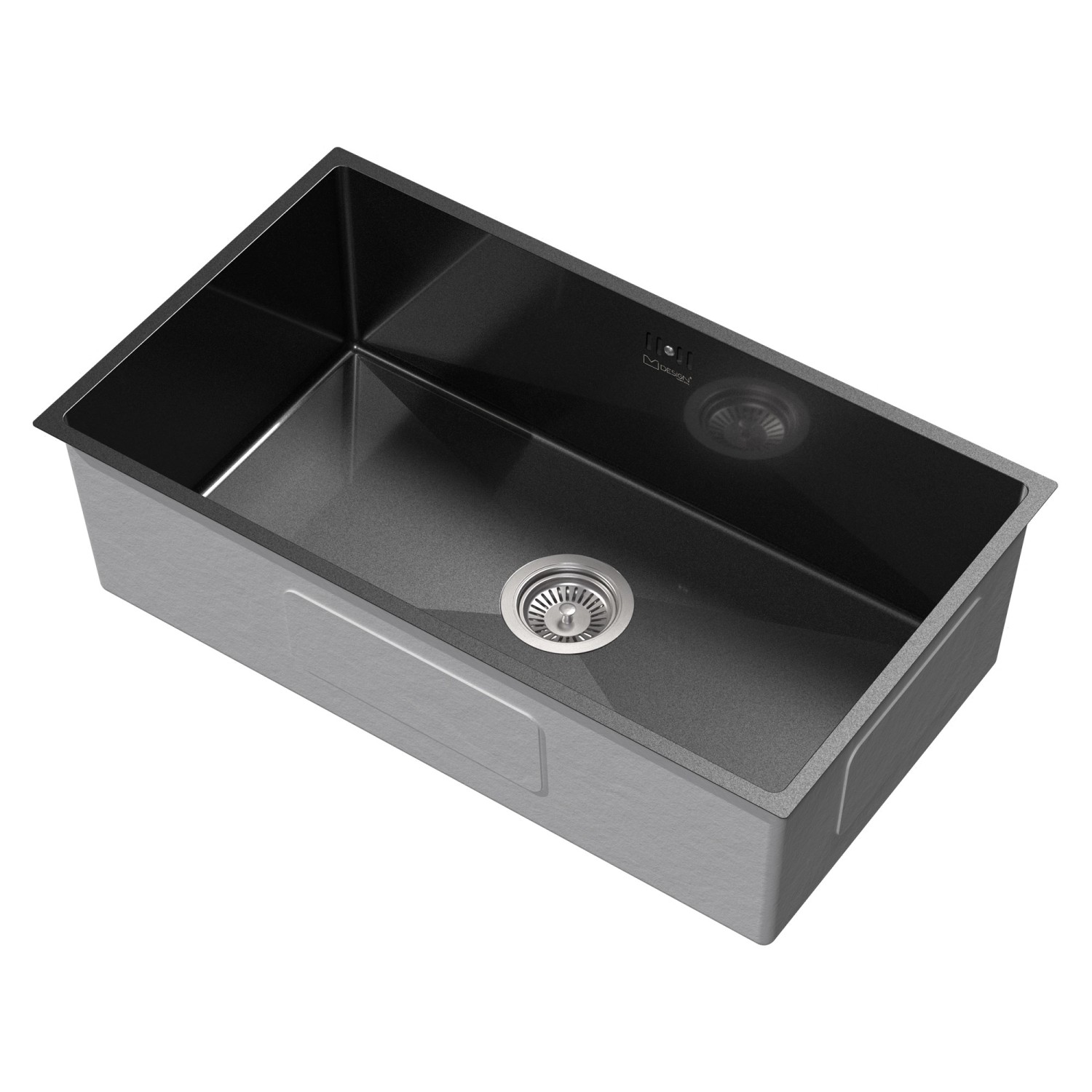 ML-Design XXL Spülbecken Edelstahl 70x40 cm Anthrazit Eckig 1 Becken mit Siphon