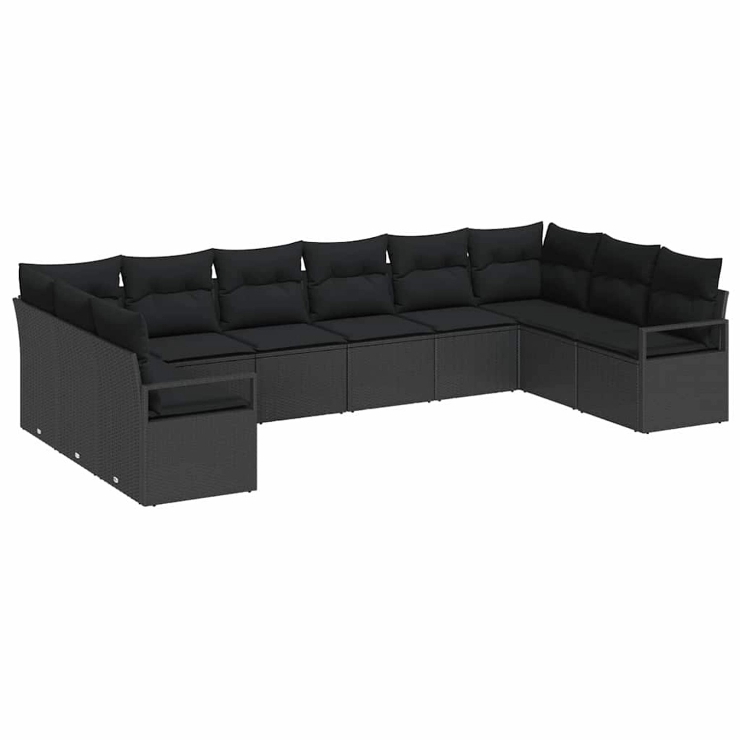 vidaXL Garten-Sofa-Set 10-Tlg Schwarz Poly Rattan 3346563 günstig online kaufen