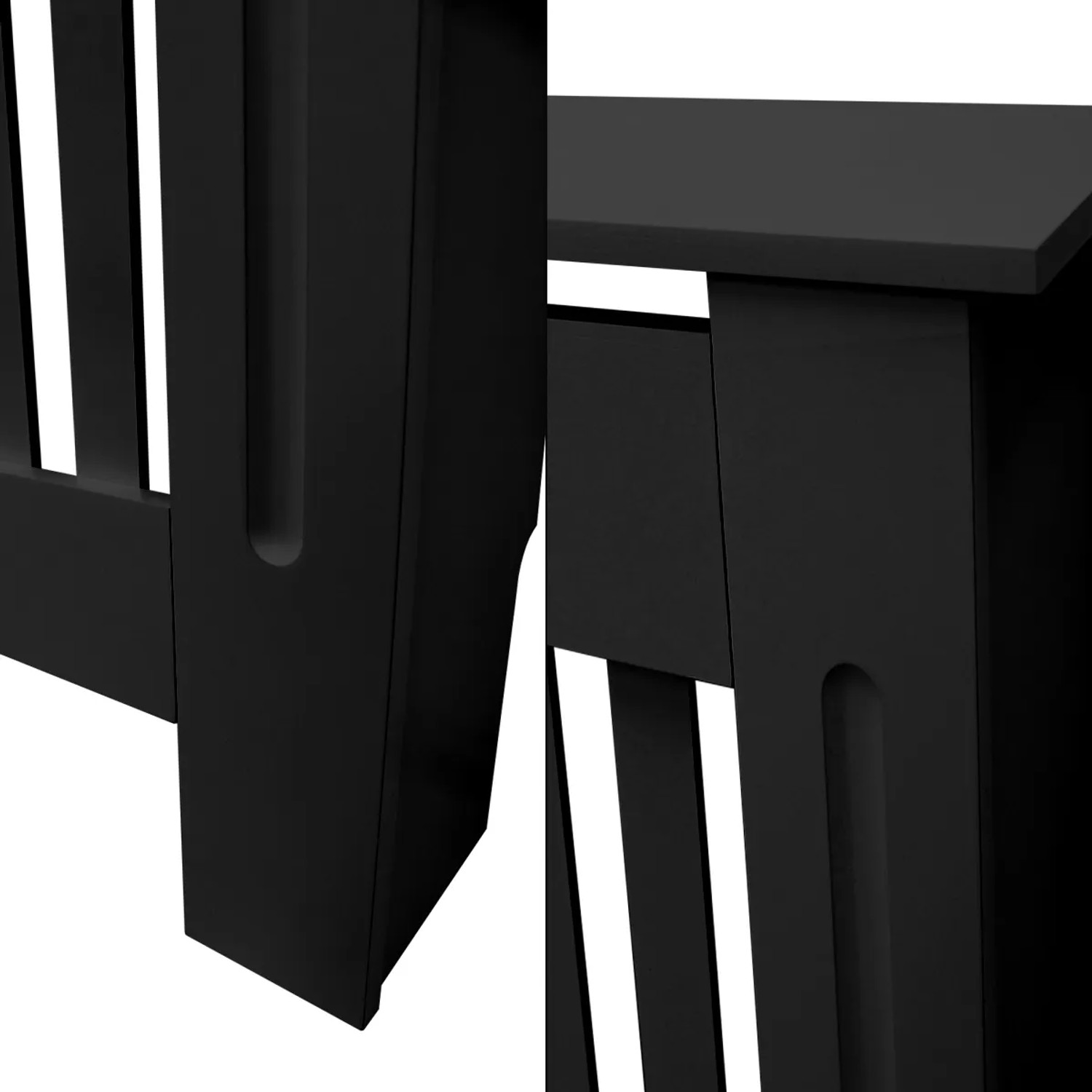 Detailansicht: Schwarze ECD Germany Heizkörperverkleidung im Landhausstil aus MDF.