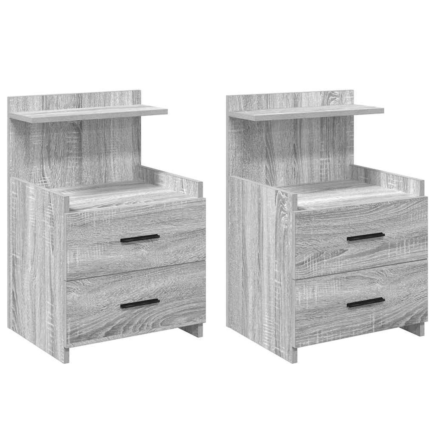 vidaXL Nachttische 2-Tlg, mit 2 Schubladen Grau Sonoma 40x36,5x62 cm 858643