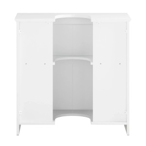 SoBuy Waschbeckenunterschrank BZR108-II-W, weiß, mit 2 Türen und Siphonausschnitt.