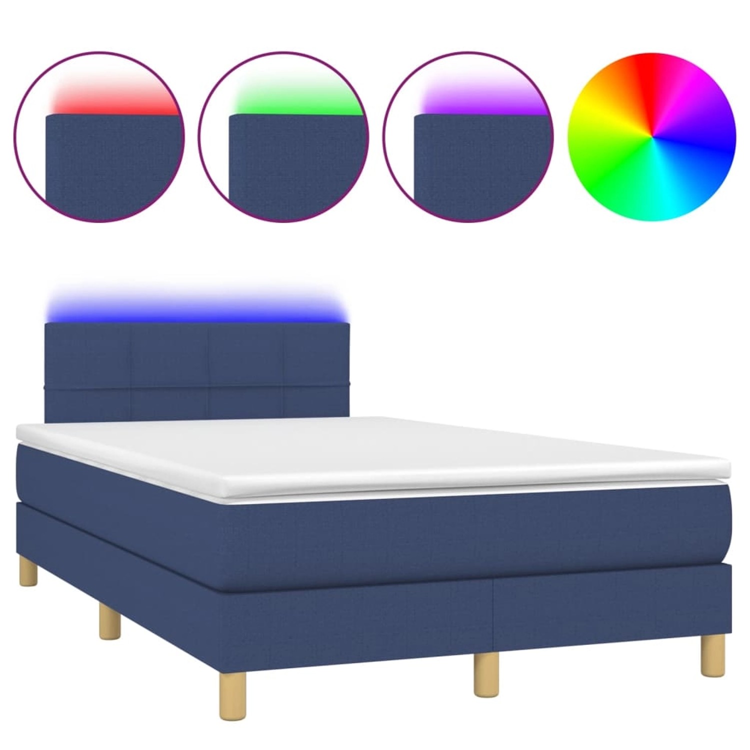 vidaXL Boxspringbett mit Matratze & LED Blau 120x200 cm Stoff 3133707 günstig online kaufen