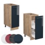 Vicco Apothekerschrank Fame-Line, dunkelblau/Eiche, 30cm, mit Auszügen und Arbeitsplatte.