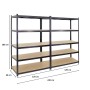 PROREGAL Mega Deal: 2 schwarze Schwerlastregale (180x120x60cm) mit 5 MDF-Böden, je 175kg Fachlast.