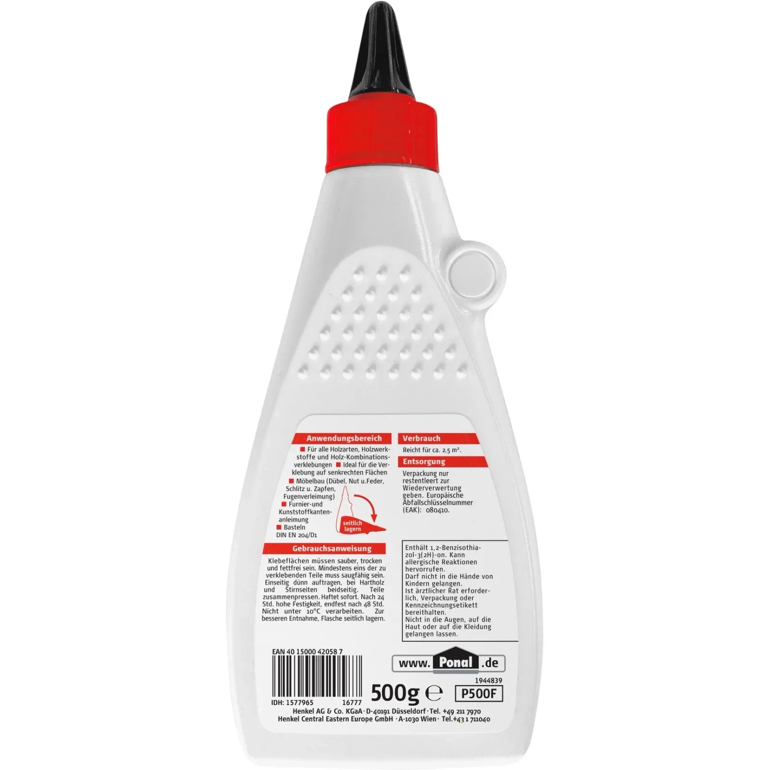 Ponal Fix & Fest Holzleim, 500g Flasche, transparent. Starker Kleber für Holz und mehr.