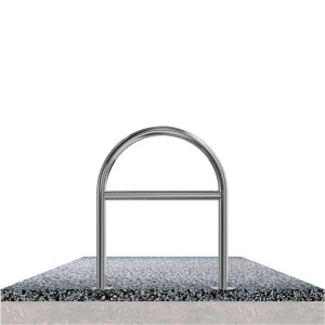 Schake Edelstahlbügel mit Querholm, Dübelbefestigung, 650 mm. Robuster Anlehnbügel für den Außenbereich.