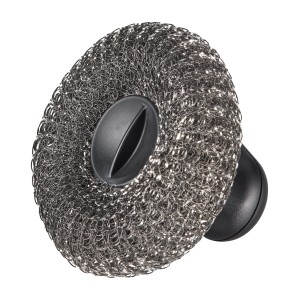 Runde Enders Grillbürste aus Edelstahl mit schwarzem Griff für die Reinigung von Grillrosten.