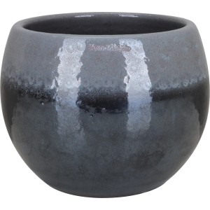 A.H.G. Übertopf Luxa, Keramik, Ø 12 cm, anthrazit glasiert, runde Form.
