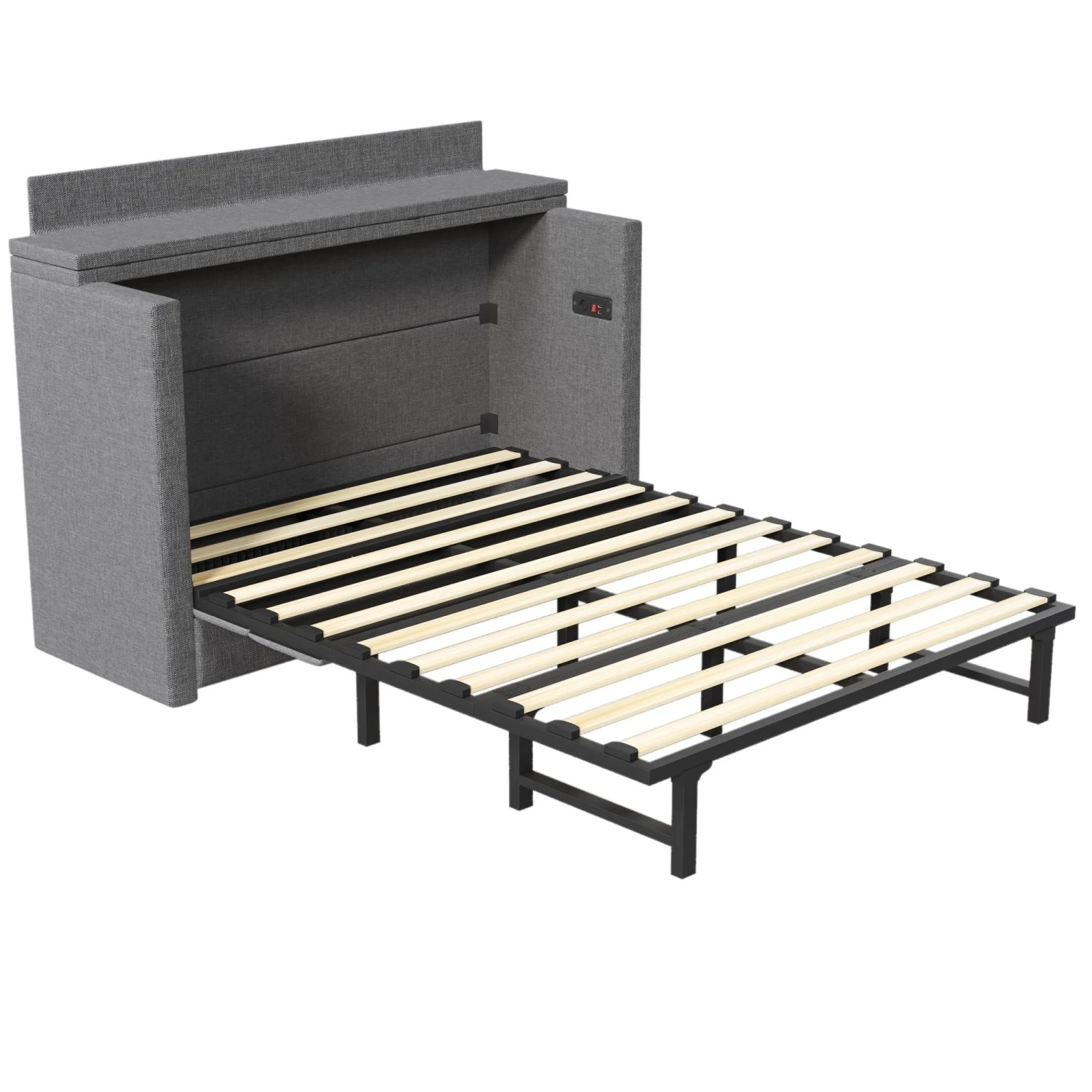 okwish Schrankbett 140x200cm mit USB Type C und Schublade Grau ohne Matratze