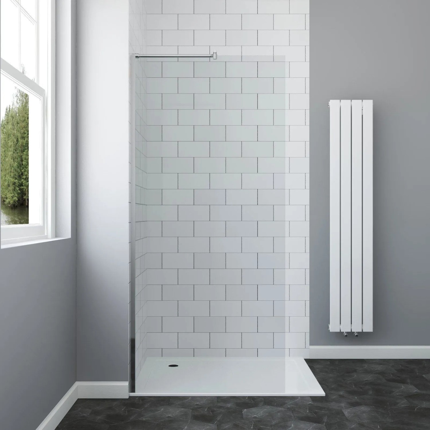 Aquabatos Walk in Dusche Duschwand 79 x 190 cm Duschabtrennung 6mm ESG Klarglas Duschtrennwand Chromoptik Duschkabine für Badezimmer