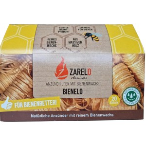 Zarelo Bienelo Anzünder, 20 Stück, aus Bienenwachs für Grill, Kamin und Ofen.
