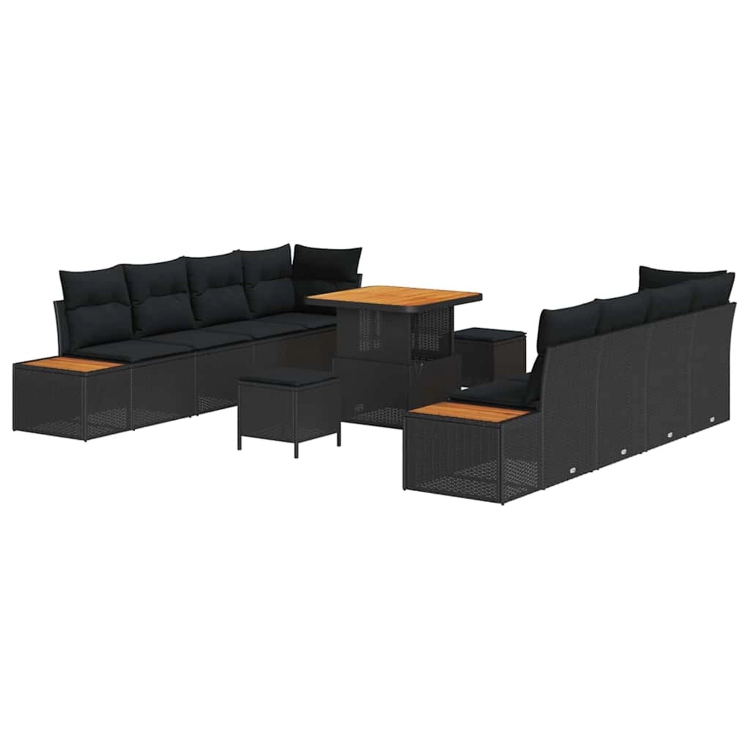 vidaXL Garten-Sofa-Set mit Kissen 11-Tlg Schwarz Poly Rattan 3362884 günstig online kaufen