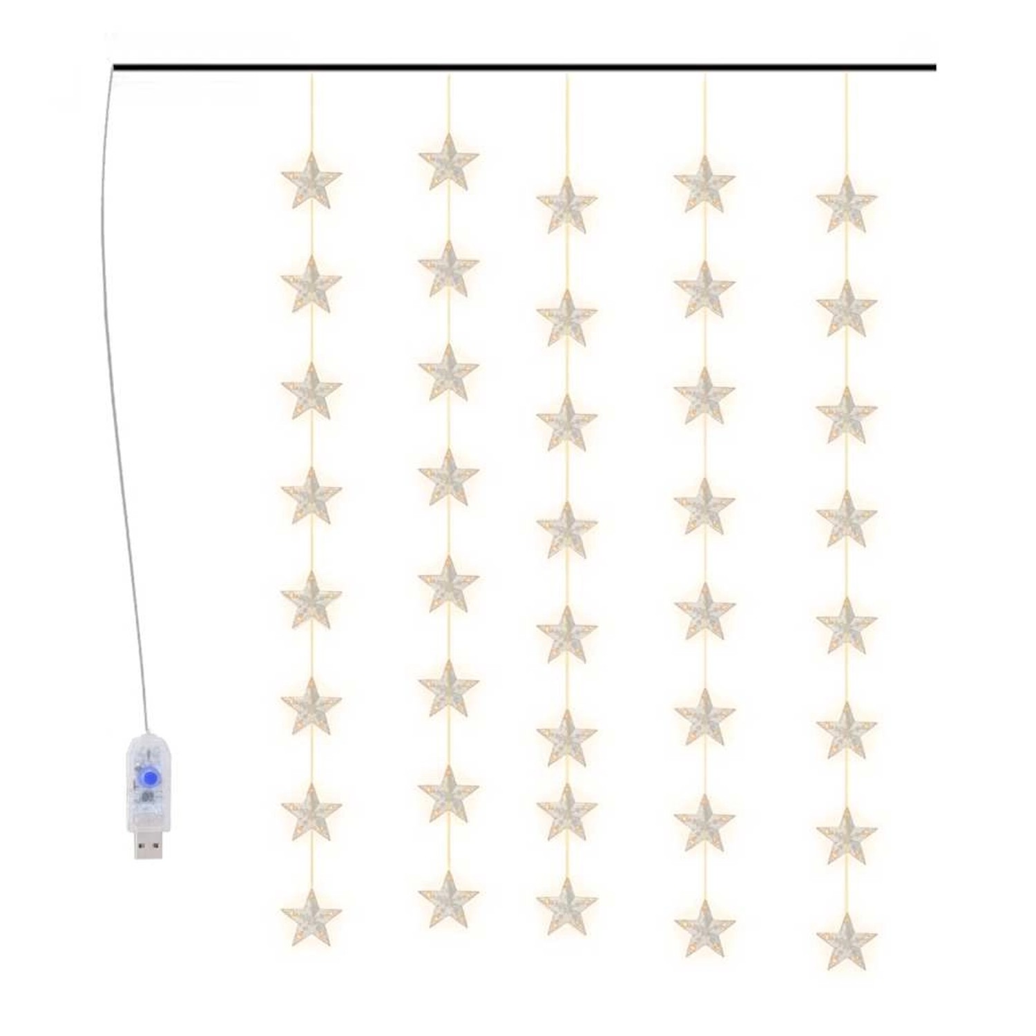 vidaXL LED Sternenvorhang Lichterkette 200 LED Warmweiß 8 Funktionen 328802