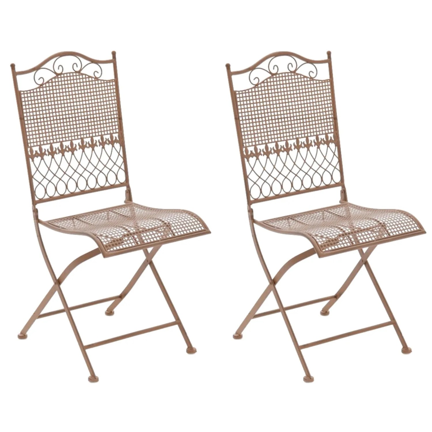 DELUKE 2er Set Gartenstühle DALLAS Metall Antik Braun 41x50x91cm Klappbar Balkonstuhl Terrasse Garten