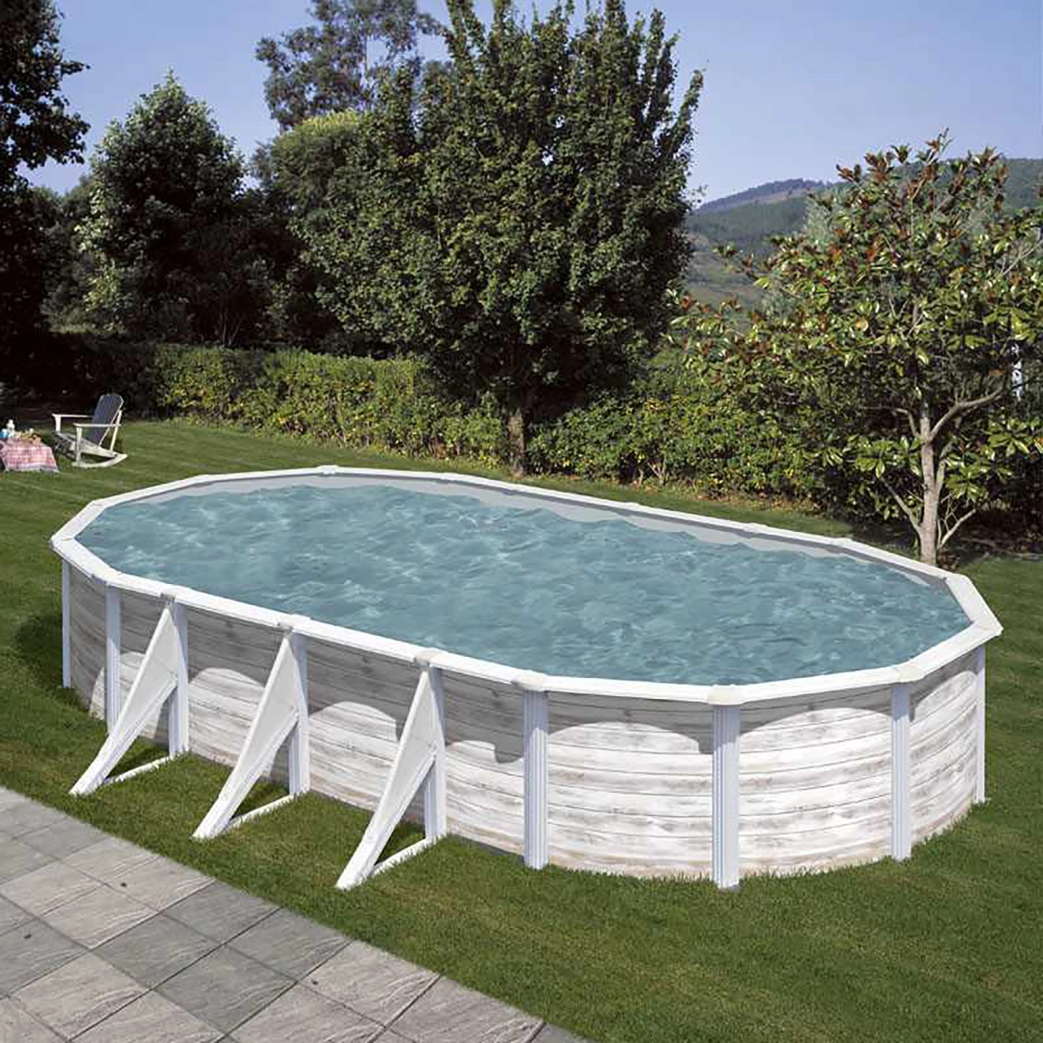 Thumbnail - Gre Pool Finlandia Oval mit Nordicoptik 730 cm x 375 cm x 120 cm NordicWeiß