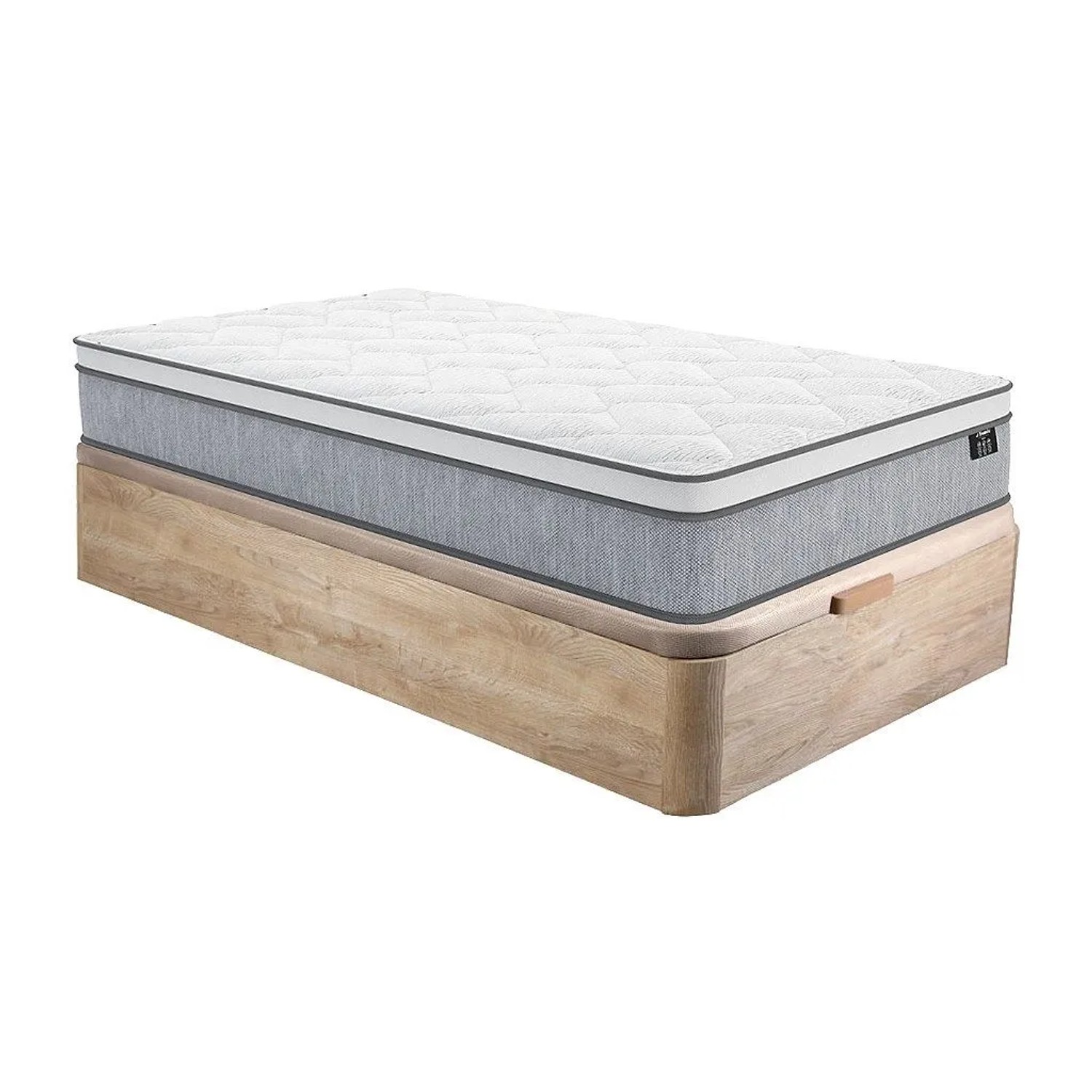 Vente-unique Matratze Und Bettgestell Mit Lattenrost Und Bettkasten Serenite Naturfarben Hell 190 cm