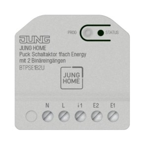 Jung Home Puck Schaltaktor 1-fach mit 2 Binäreingängen für Hausautomation.