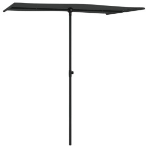 Schwarzer vidaXL Sonnenschirm 180x110 cm mit Aluminium-Mast für Garten und Terrasse.