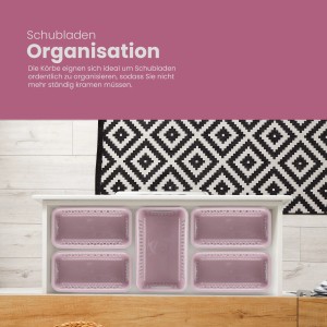 ProHome Aufbewahrungskörbe, 4er Set, rosa, 10L, für Badaccessoires und Schubladenorganisation.