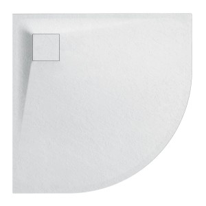 Bad Land Duschwanne Halbrund VIDAR 90x90x3,2 Verbundwerkstoff Steinoptik Ablauf