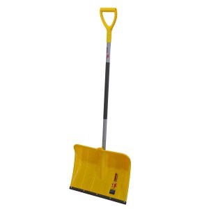 Gelber Sonneck Schneeschieber Snowmaster Light mit Alu-Stiel und D-Griff.