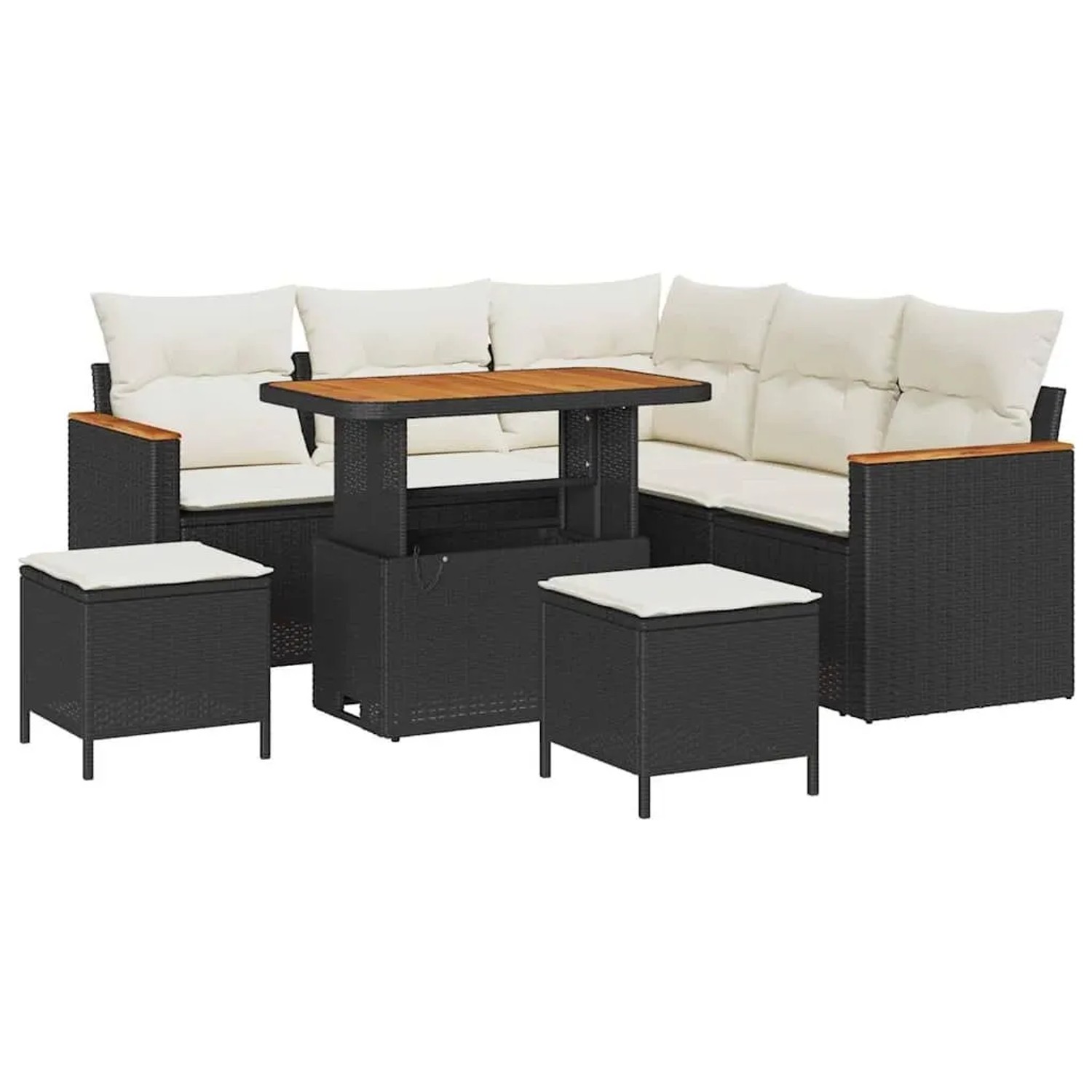 vidaXL Gartensofa-set mit Kissen 8-Tlg Schwarz Poly-Rattan 3364995 günstig online kaufen