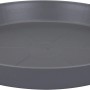 Anthrazitfarbener, runder Elho Untersetzer Loft Urban, Ø 14 cm, aus recyceltem Kunststoff.