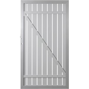 Sichtschutzzaun Tor Squadra Alu, lichtgrau, DIN rechts, 98x180cm, mit Diagonalstrebe.