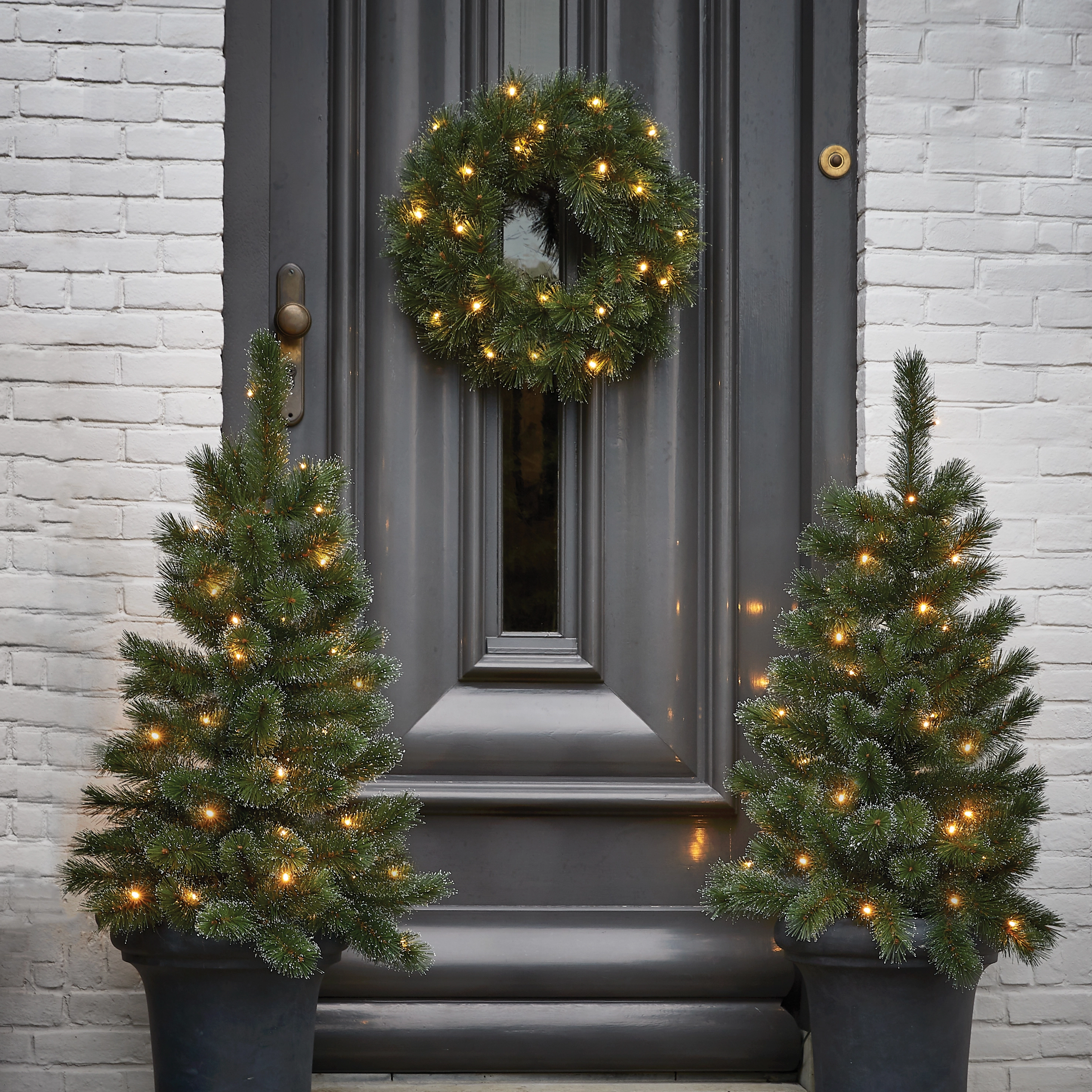 Black Box Trees Weihnachtsbaum- und Kranz-Set Glendon mit warmweißen LED  Grün kaufen bei OBI