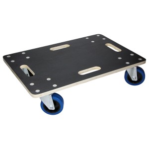 ECD Germany Transportroller 40x60 cm mit Siebdruckplatte und blauen PP-Rädern bis 800 kg.