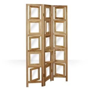 Homestyle4u 3-tlg. Paravent in Braun 93x161 cm 971