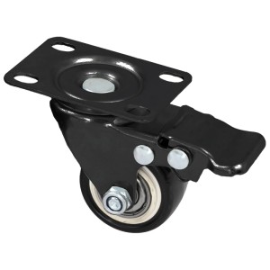 Schwarze HMF Schwerlastrolle mit Bremse, 38 mm, bis 300 kg, für Möbel und Geräte.