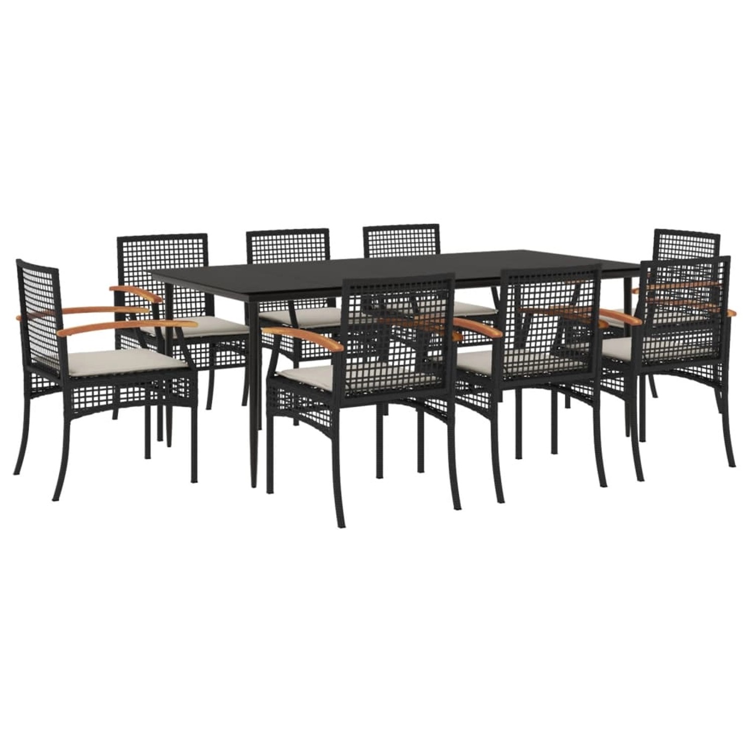 vidaXL 9-Tlg Garten-Essgruppe mit Kissen Schwarz Poly Rattan 3213602 günstig online kaufen