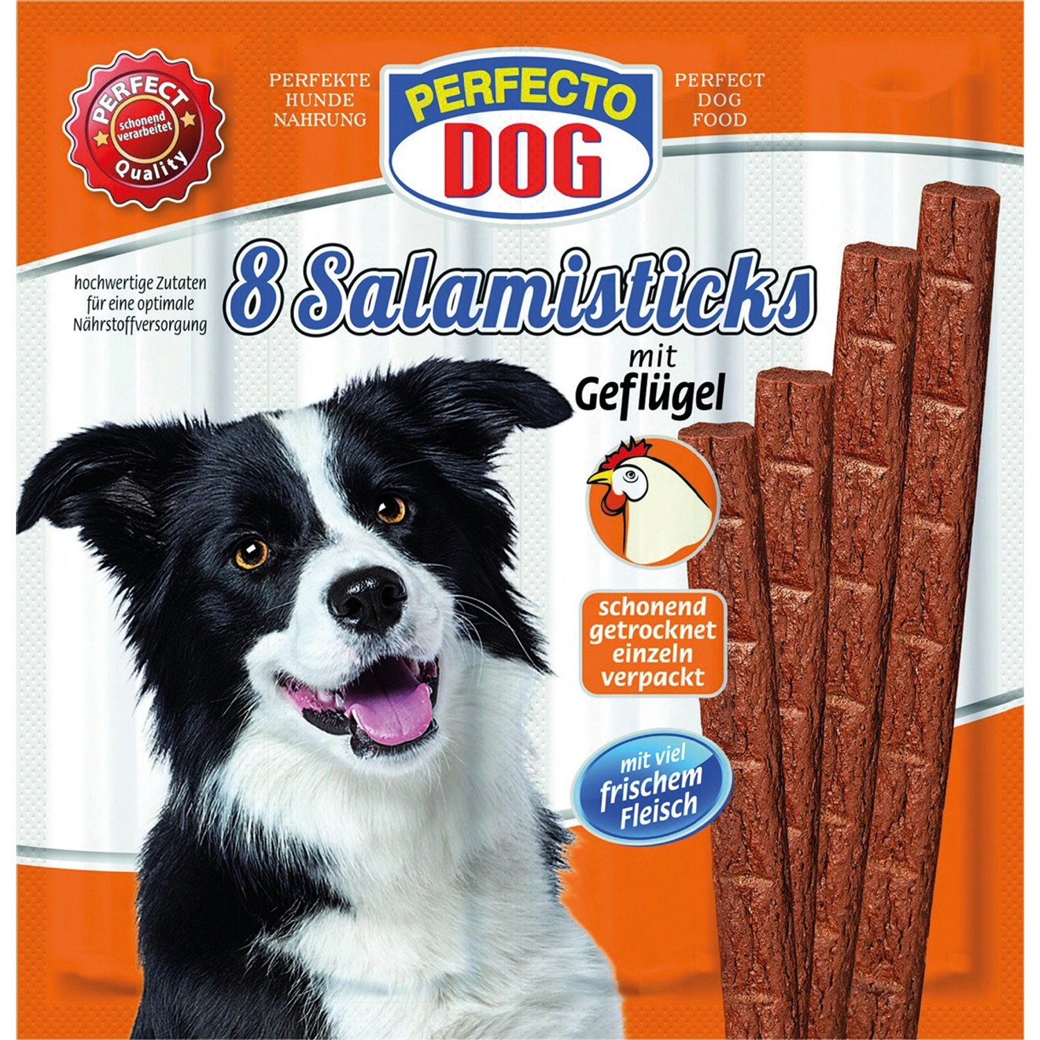 Perfecto Dog Hunde-Snack Salami mit Geflügel Hunde Snack 8 Stück