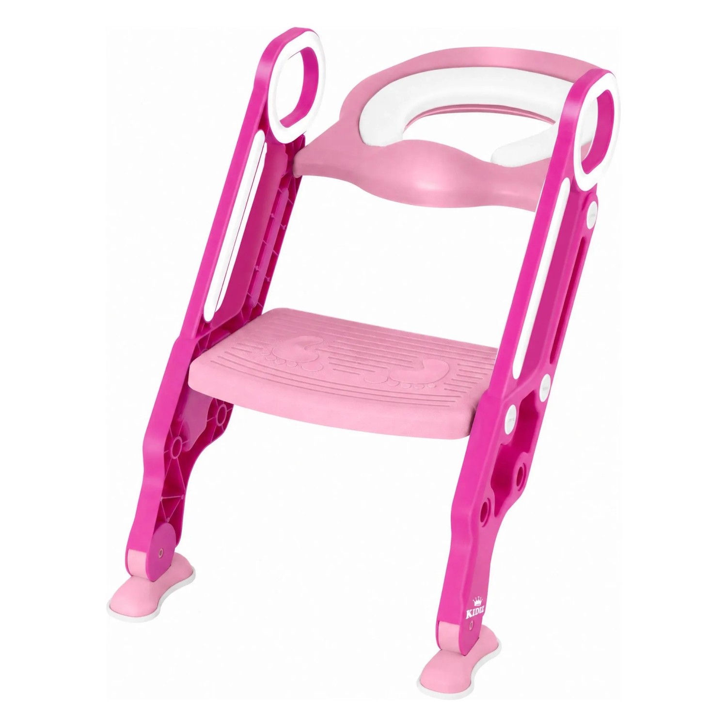 KIDIZ Kinder Toilettensitz Toilettentrainer mit Treppe und Griffen Pink