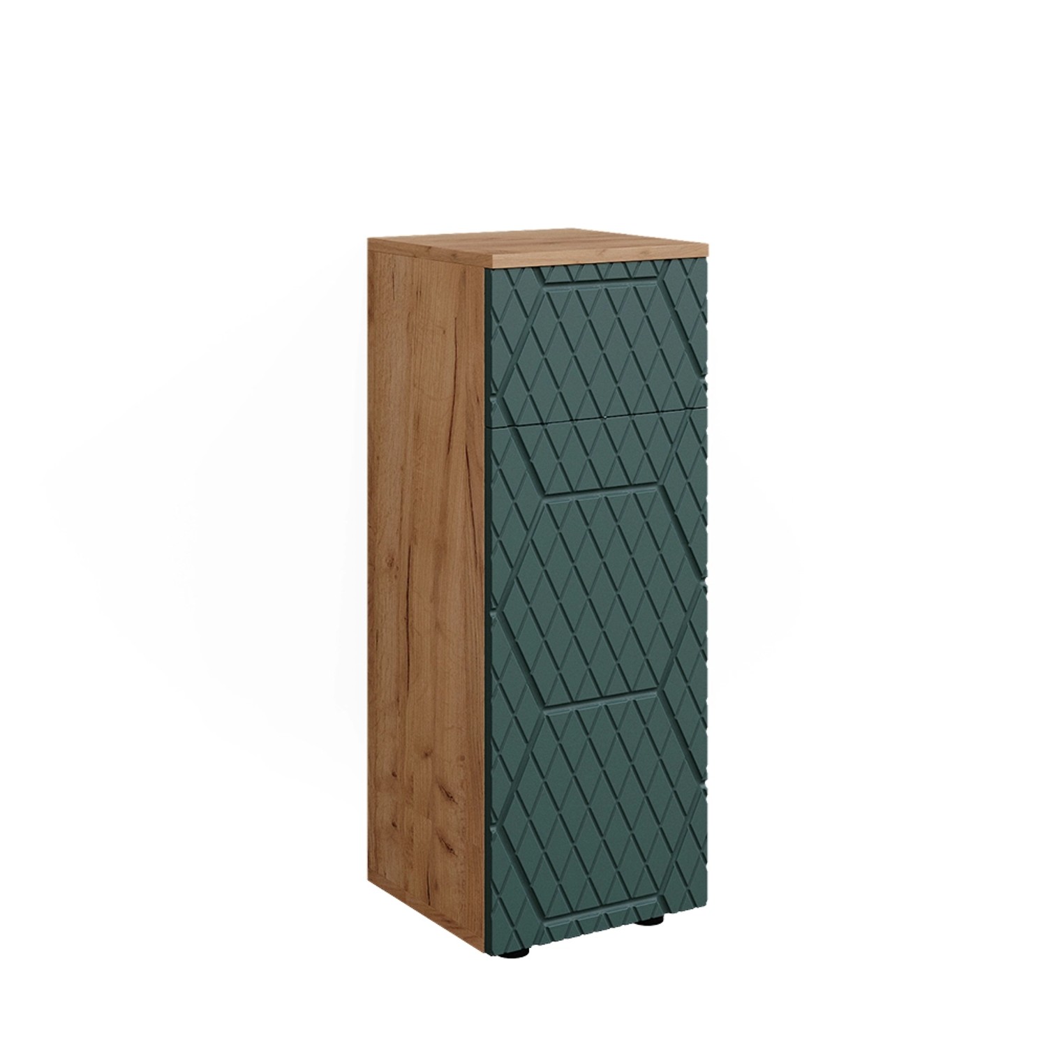 Vicco Midischrank Irma Goldkraft Eiche/Grün 30 x 81 cm mit 1 Schublade 2 Fächer Badezimmer