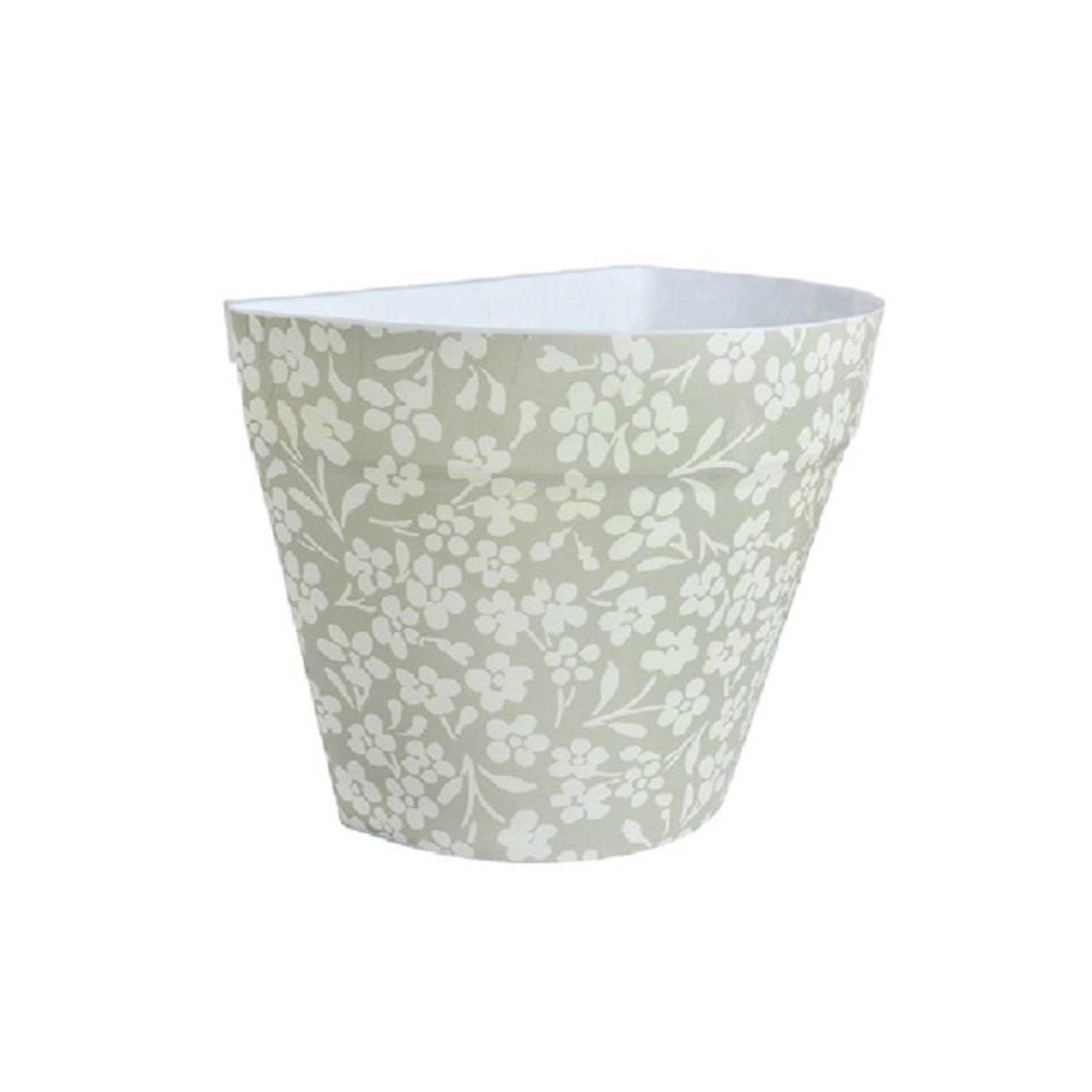 Jet-Line Blumentopf Halbrund mit Blumenmuster in Grau-Weiss für Balkongelän günstig online kaufen