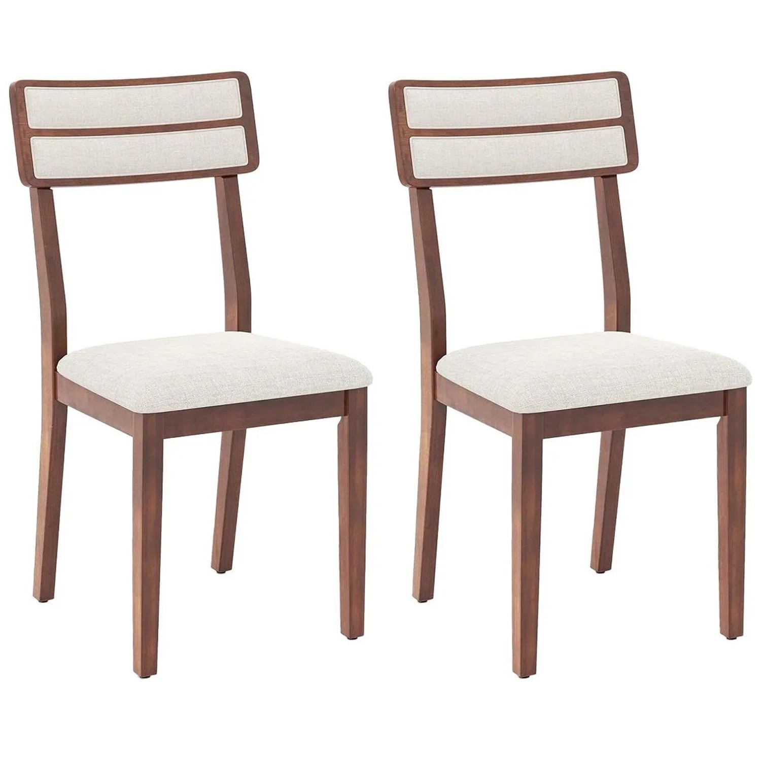 Costway Esszimmerstühle 2er Set mit Hoher Rückenlehne Beige & Walnuss günstig online kaufen