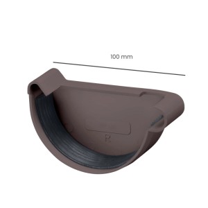 Inefa Rinnenboden Rechts PVC NW 100, dunkelbraun, halbrund, mit Gummidichtung für Dachrinne.