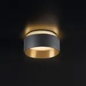 Moderner LED Einbaustrahler Sudara in Schwarz-Gold mit indirektem Licht für stimmungsvolle Beleuchtung.
