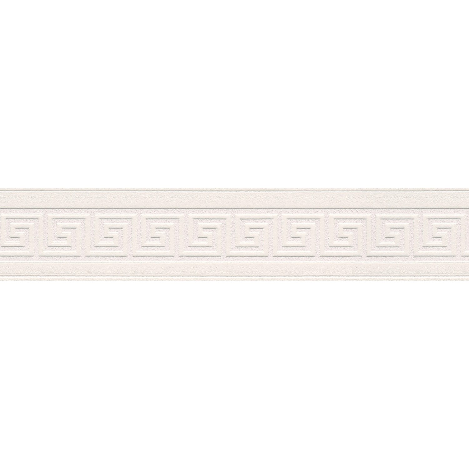 Bricoflor Griechische Tapeten Bordüre für Küche und Flur Mäander Tapetenbordüre in Creme Weiß Papier Tapetenborte mit Vi