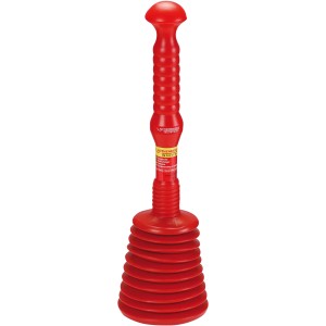 Rote Rothenberger Industrial Saugglocke zum Lösen von Rohrverstopfungen.