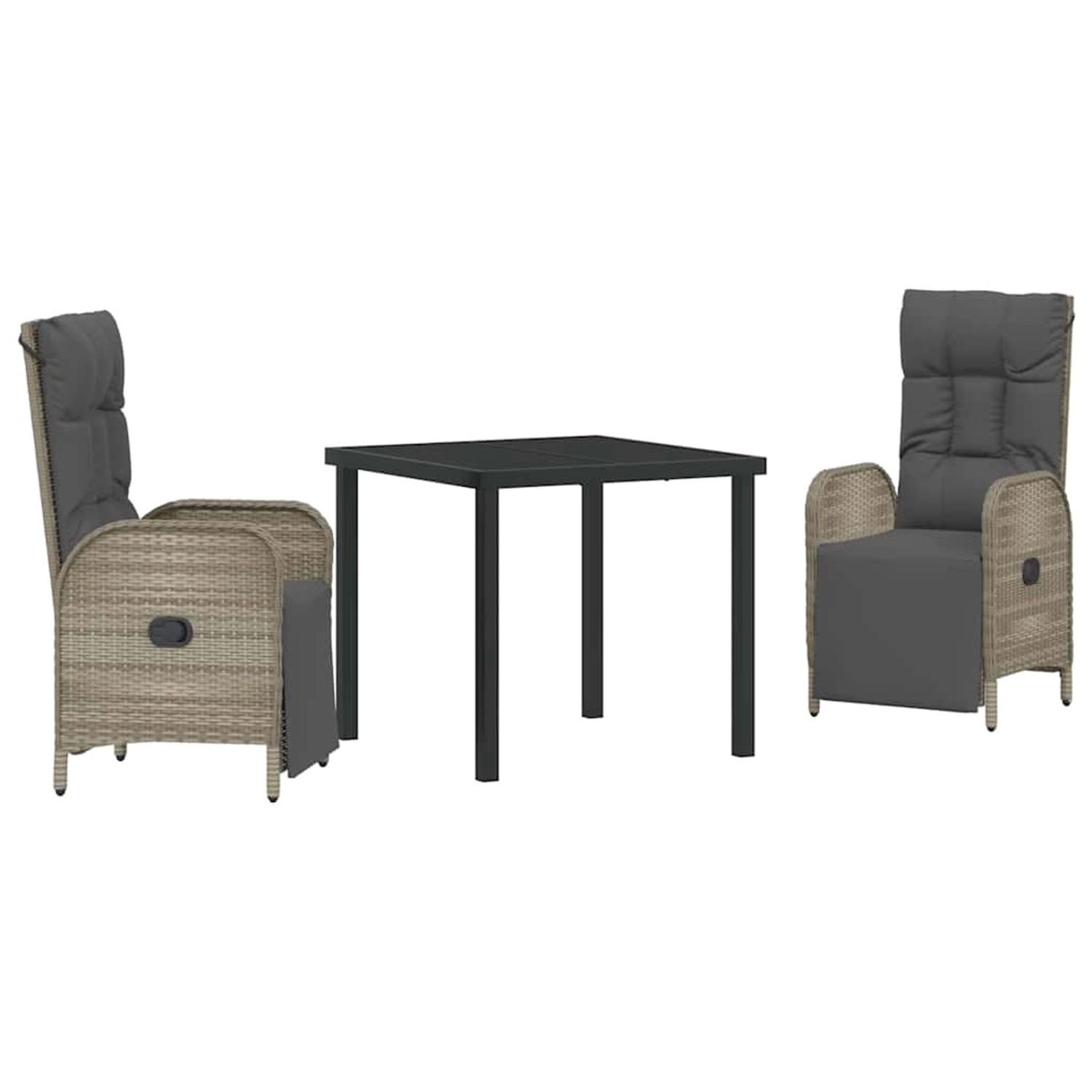vidaXL Garten Essgruppe mit Kissen 3-Tlg Grau Poly Rattan 3380134 günstig online kaufen
