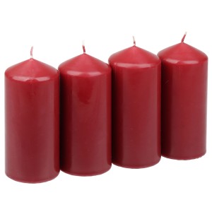 4er-Pack Steinhart Stumpenkerzen, Altrot, Ø 5,7 x 13 cm, für gemütliche Atmosphäre.